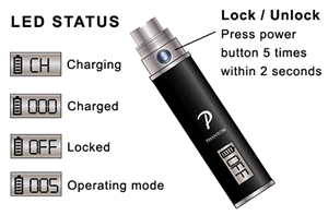 phantom electronic cigarette batteries with LED